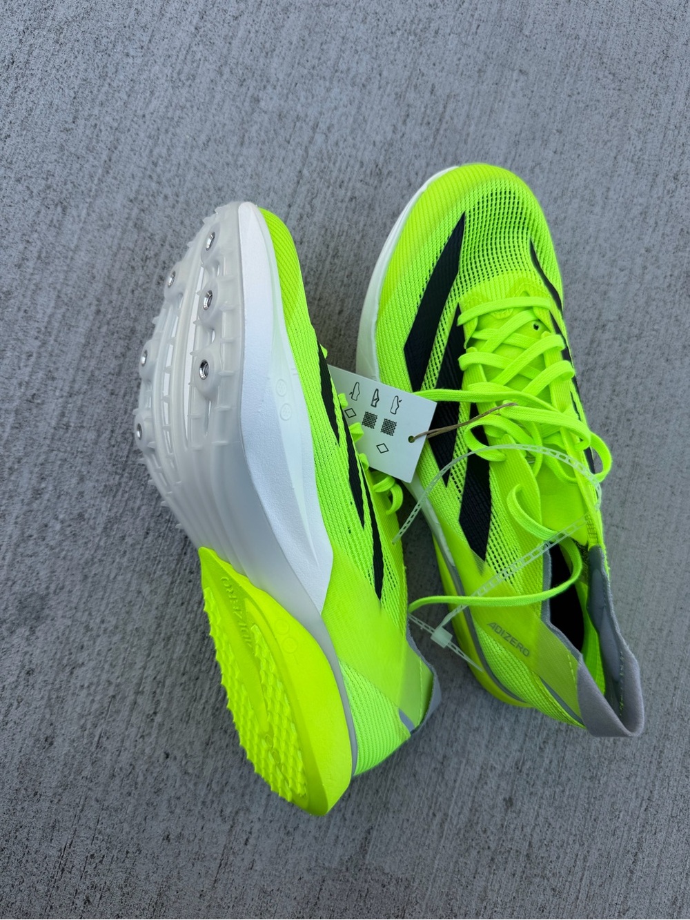 Neon Yellow Adidas Track Spike Sneaker with Black Accents